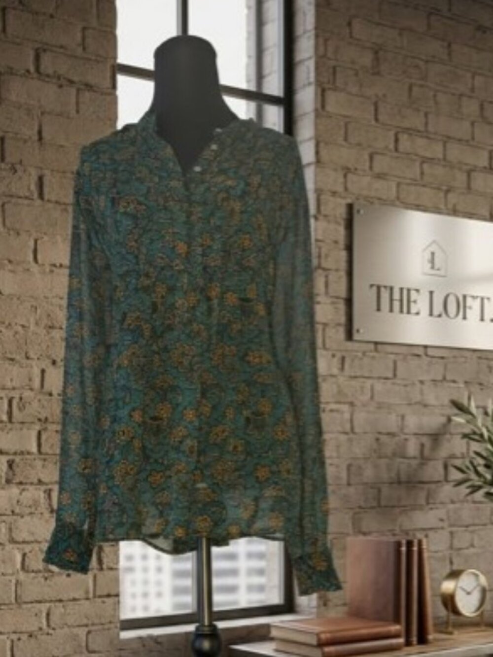 Loft Semi Sheer Pintuck Blouse Size L